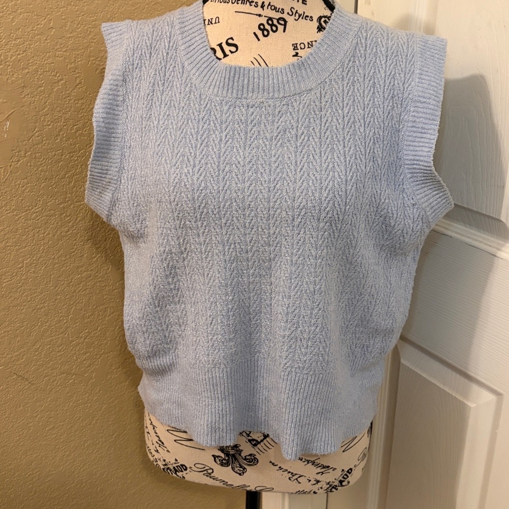 Pink Rose powder blue pullover sweater vest